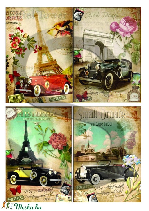 Vintage sorozat: Párizsi autómobilok - papír - decoupage papír - Meska.hu Vintage sorozat: Párizsi autómobilok - papír - decoupage papír - Meska.hu