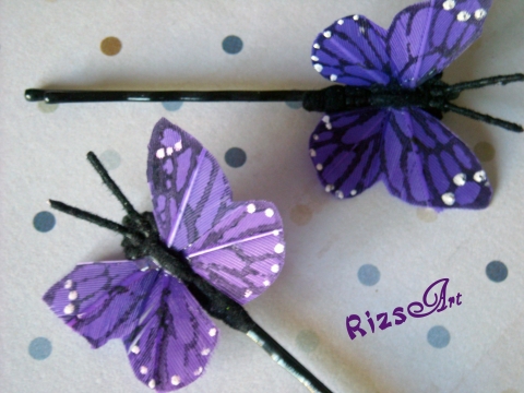 Lila pillangós hajcsat (RizsArt) - Meska.hu