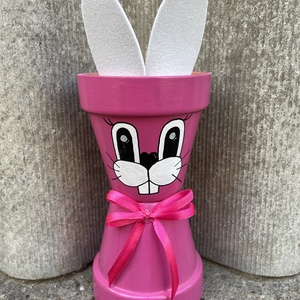 Húsvéti cserépnyuszi, cserépfigura - otthon & életmód - dekoráció - virágdísz és tartó - cserép & kaspó - Meska.hu