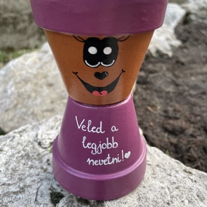Cserépfigura - Veled a legjobb nevetni! ????, Otthon & Életmód, Dekoráció, Virágdísz és tartó, Cserép & Kaspó, Festett tárgyak, MESKA