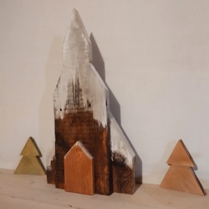 Dekor templom, Karácsony, Karácsonyi lakásdekoráció, Karácsonyi falu, házikó, Famegmunkálás, MESKA