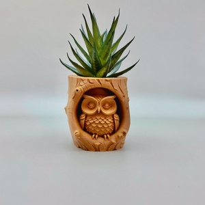 Baglyos kaspó � különleges, faragott fa hatású dekoráció pozsgásokhoz - otthon & életmód - virágdekoráció - virágtartó - kaspó - Meska.hu