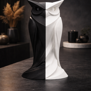 Modern fekete�fehér minimalista bagoly dísz� két részes, illesztett design  - otthon & életmód - dekoráció - asztal és polc dekoráció - asztaldísz - Meska.hu