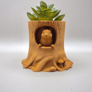 Erdei fatörzs kaspó mókussal - otthon & életmód - virágdekoráció - virágtartó - kaspó - Meska.hu