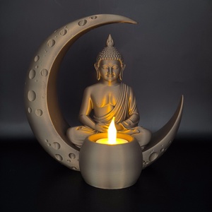 Meditáló Buddha hold mécsestartó � zen hangulat dekoráció - otthon & életmód - dekoráció - spiritualitás - füstölő és füstölőtartó - Meska.hu
