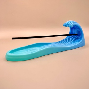 Hullám alakú füstölőtartó � Karibi azúr kék-zöld átmenetes, zen hangulatú dekor - otthon & életmód - dekoráció - spiritualitás - füstölő és füstölőtartó - Meska.hu