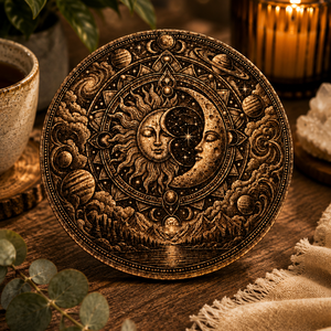 Zen poháralátét szett � 6 db lézergravírozott parafa alátét, Buddha és mandala mintákkal - otthon & életmód - konyhafelszerelés, tálalás - tálalás - tányér- és poháralátét - Meska.hu