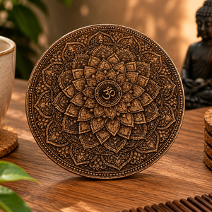 Zen poháralátét szett � 6 db lézergravírozott parafa alátét, Buddha és mandala mintákkal - otthon & életmód - konyhafelszerelés, tálalás - tálalás - tányér- és poháralátét - Meska.hu