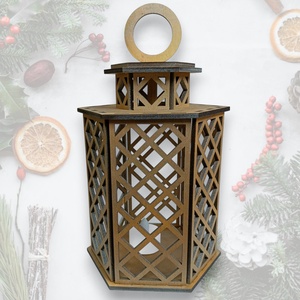 Hangulatos Mécsestartó, Karácsonyi Dekoráció (15x13x27 cm), Karácsony, Karácsonyi lakásdekoráció, Karácsonyi lakásdíszek, Famegmunkálás, MESKA