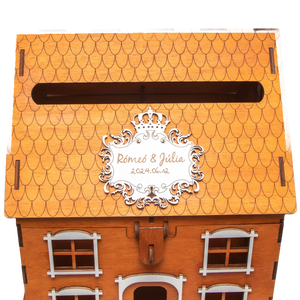 Esküvői pénzátadó házikó, nászajándék, pénzgyűjtő doboz, személyre szabható - esküvő - emlék & ajándék - nászajándék - nászajándék gyűjtők - Meska.hu