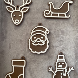 Karácsonyi mézeskalács hatású díszek (5 db variálható csomag), Karácsony, Karácsonyi lakásdekoráció, Karácsonyfadíszek, , MESKA