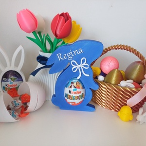 Kinder tojás tartó nyuszifüles tojás - ünnepi díszek, dekorációk - húsvéti díszek és dekorációk - húsvéti tojástartó - Meska.hu