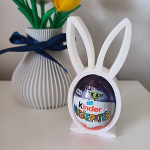 Kinder tojás tartó nyuszifüles tojás, Ünnepi díszek, dekorációk, Húsvéti díszek és dekorációk, Húsvéti tojástartó, Mindenmás, MESKA