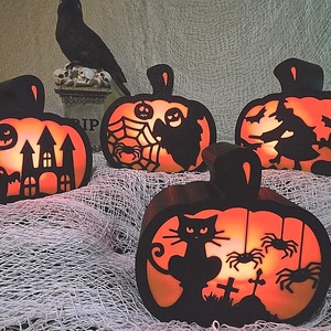 Halloween Tök Lámpás � 4 Varázslatos Mintával - otthon & életmód - dekoráció - halloween - halloweeni asztaldísz - Meska.hu