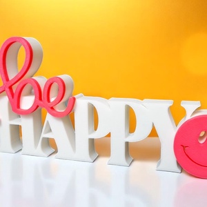 be HAPPY - Légy vidám!  - Motiváló felirat - otthon & életmód - dekoráció - kép & falikép - 3d képek - Meska.hu
