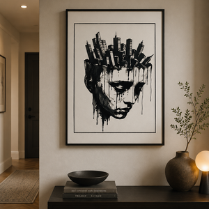 A Város Bennem - fekete-fehér művészi falikép / eredeti markerrajz vagy 50�70 cm-es nyomat, Otthon & Életmód, Dekoráció, Kép & Falikép, Poszter, Festészet, MESKA