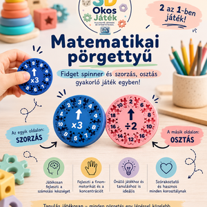 Matematikai pörgettyű: Fidget spinner és szorzás, osztás gyakorló játék - játék & sport - készségfejlesztő és logikai játék - oktató játékok - Meska.hu