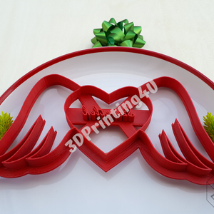 Szív szárnnyal szeretlek felírattal sütikiszúró keksz kiszúró mézeskalácsforma linzer szaggató 3D nyomtatás Valentín nap - otthon & életmód - konyhafelszerelés, tálalás - sütés, főzés - sütikiszúró - Meska.hu