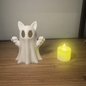 Halloweeni szellem cica ( LED mécses tartozék) - otthon & életmód - dekoráció - halloween - halloweeni asztaldísz - Meska.hu