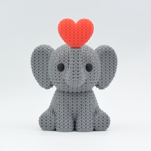 Kötött Hatású 3D Nyomtatott Elefánt - játék & sport - plüssállat & játékfigura - elefánt - Meska.hu