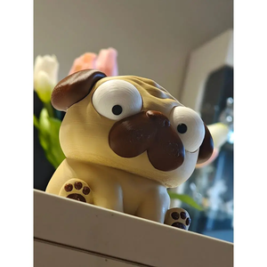 Mogyi - vicces mopsz kutyus figura mozgatható szemekkel, 3D nyomtatott asztali dísz, kutyás ajándék - Meska.hu
