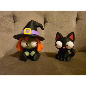 Kormi � Fekete macska figura mozgatható szemekkel és forgatható fejjel - otthon & életmód - dekoráció - halloween - halloweeni figurák - Meska.hu