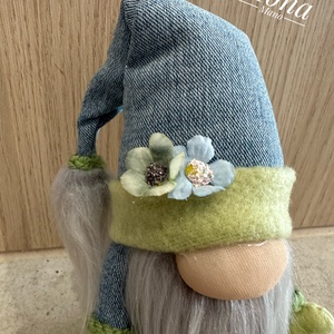 Tavaszi ( farmer-zöld )tappancsos  manó - otthon & életmód - dekoráció - manók - Meska.hu