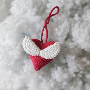 Szárnyas szív amigurumi, Táska & Tok, Kulcstartó & Táskadísz, Kulcstartó, Horgolás, MESKA