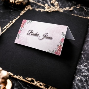 Rózsaszín, virágos esküvői ültetőkártya - NRML-0009 - esküvő - meghívó & kártya - ültetési rend - Meska.hu