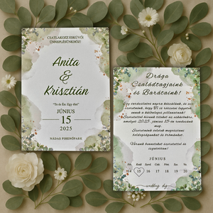 Eukaliptusz Zöld Esküvői Meghívó  Természetes és Elegáns Design, Esküvő, Meghívó & Kártya, Meghívó, Fotó, grafika, rajz, illusztráció, MESKA