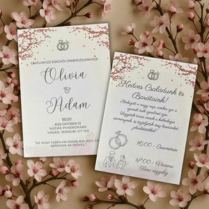 Cseresznyevirágos Esküvői Meghívó  Letisztult és Romantikus Stílus - esküvő - meghívó & kártya - meghívó - Meska.hu