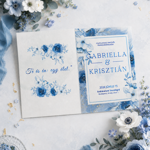 Les Roses Bleues d'une Élégance Classique Esküvői Meghívó - esküvő - meghívó & kártya - meghívó - Meska.hu
