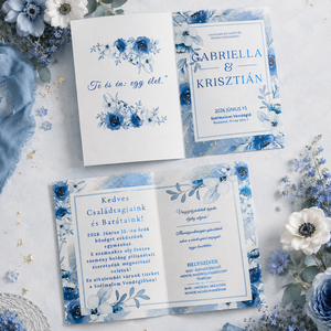 Les Roses Bleues d'une Élégance Classique Esküvői Meghívó - esküvő - meghívó & kártya - meghívó - Meska.hu