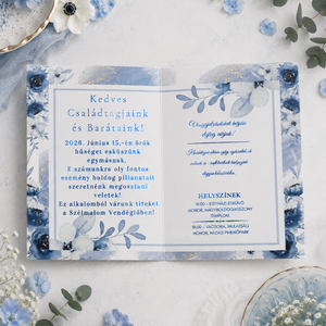 Les Roses Bleues d'une Élégance Classique Esküvői Meghívó - esküvő - meghívó & kártya - meghívó - Meska.hu