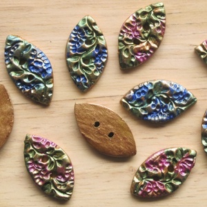 6db csillogó színes handmade ékszergomb, virágszirom alakú, több színben  - kellékek & szerszámok - dekorációs kellékek - Meska.hu