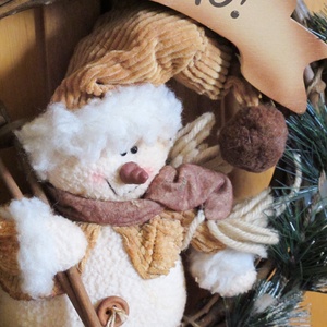 Karácsonyi vintage dekoráció, ajtódísz, kopogtató koszorú, hóemberrel  - karácsony - karácsonyi lakásdekoráció - karácsonyi ajtódíszek - Meska.hu