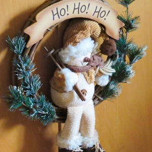 Karácsonyi vintage dekoráció, ajtódísz, kopogtató koszorú, hóemberrel , Karácsony, Karácsonyi lakásdekoráció, Karácsonyi ajtódíszek, , MESKA
