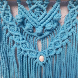 Kék macrame fali dísz - otthon & életmód - dekoráció - fali és függő dekoráció - falra akasztható dekor - Meska.hu