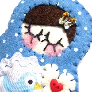 Vivonka - Matrjoska kitűző-Bluebird - ékszer - kitűző és bross - kitűző - Meska.hu