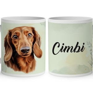 Névvel kérhető - Barna tacskó portré mintás bögre, Otthon & Életmód, Konyhafelszerelés, tálalás, Tálalás, Bögre & Csésze, , MESKA