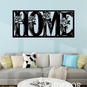 Virágos Home falikép fából, Otthon & Életmód, Dekoráció, Fali és függő dekoráció, Felirat, , MESKA