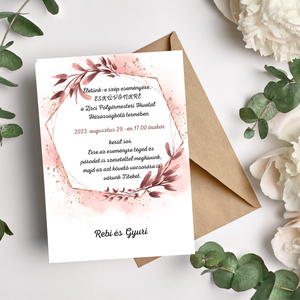 Rosegold esküvői meghívó, többféle grafikával  - esküvő - meghívó & kártya - meghívó - Meska.hu