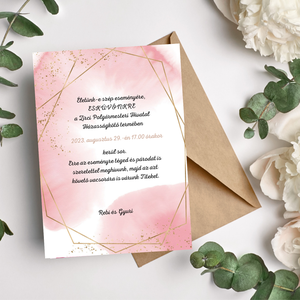 Rosegold esküvői meghívó, többféle grafikával  - esküvő - meghívó & kártya - meghívó - Meska.hu
