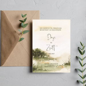 Erdei, forest , vadász / greenery /esküvői meghívó , Esküvő, Meghívó & Kártya, Meghívó, Fotó, grafika, rajz, illusztráció, MESKA