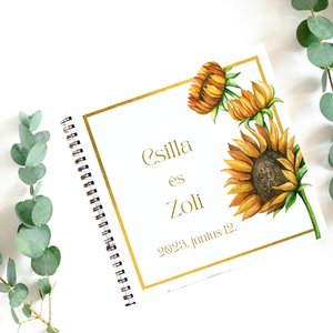 Napraforgó, sárga virágok,többféle esküvői vendégkönyv,  napló, fotóalbum  - esküvő - emlék & ajándék - vendégkönyv - Meska.hu