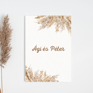 Fehér elegáns akvarell virágos , pampafüves esküvői meghívó többféle  - Meska.hu