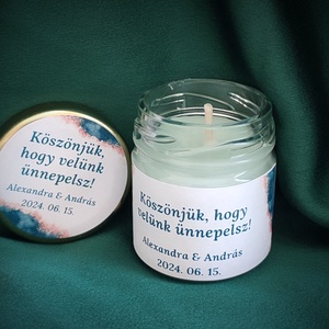 Tégelyes gyertya esküvői köszönőajándék (köszönet ajándék) vagy ,,ültetőkártya /dekorgyertya/, Otthon & Életmód, Gyertya, illat, aroma, Gyertya, Mindenmás, MESKA