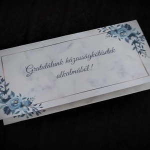 Egyedi pénzátadó zsebes boríték esküvőre /Kék virágok/ - esküvő - emlék & ajándék - nászajándék - esküvői pénzátadó boríték, kártya - Meska.hu