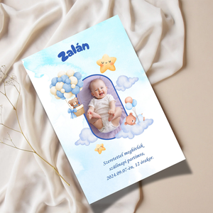 Egyedi fényképes szülinapi meghívó (kisfiú), Otthon & Életmód, Papír, írószer, Meghívó, Ajándékozás kellékei, Fotó, grafika, rajz, illusztráció, MESKA