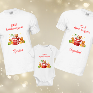 Első karácsonyom családi póló - body szett, többféle mintával  - karácsony - karácsonyi ruházat - karácsonyi póló & pulcsi - Meska.hu